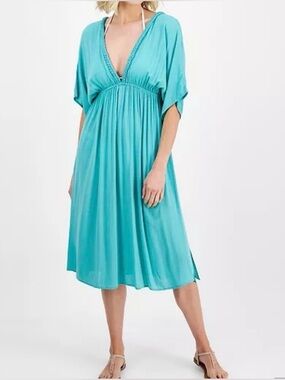 Raviya Braid-Trim V-Neck Cover-Up Dress